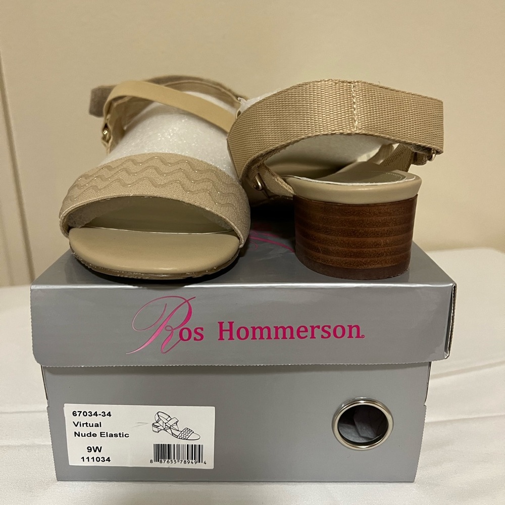 BRAND NEW Ros Homerson Nude Elastic Wide Women’s Sandal